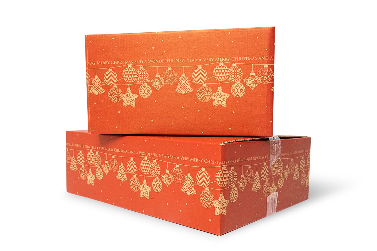 Kerstdoos ''Garland'' rood - 390 x 290 x 232mm