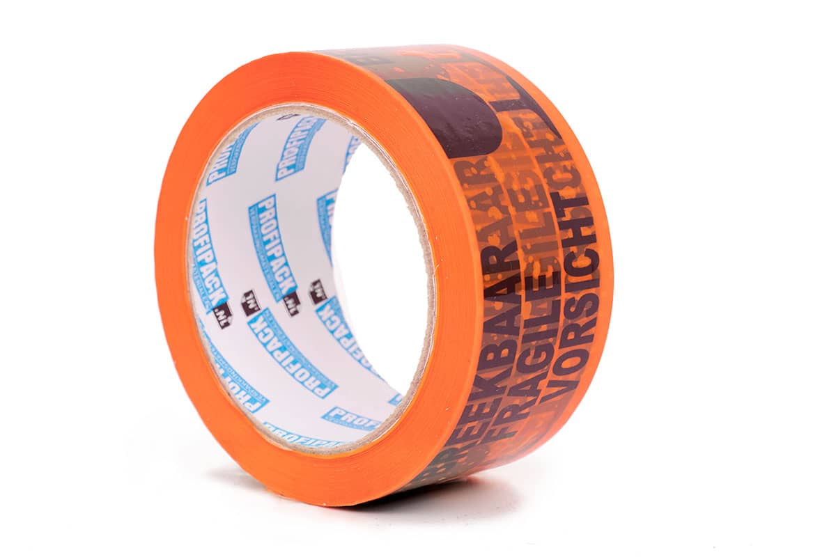 PP acryl LN waarschuwingstape 'breekbaar' oranje - 50mm x 66m