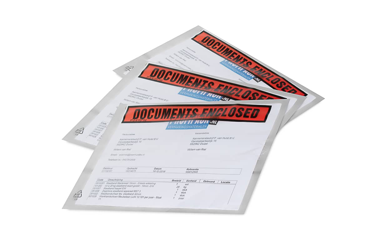 Paklijst enveloppen Documents Enclosed - 225 x 165mm (1.000 st)