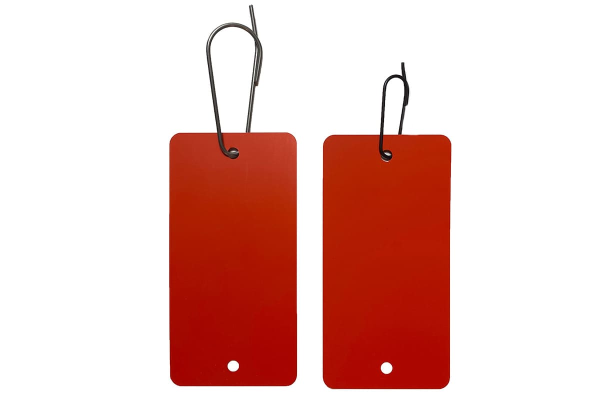 Metalen labels rood - 55 x 110mm (100 st)