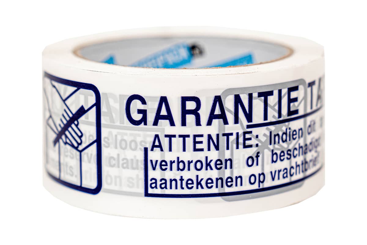 Garantietape PP acryl blauw/wit - 50mm x 66m