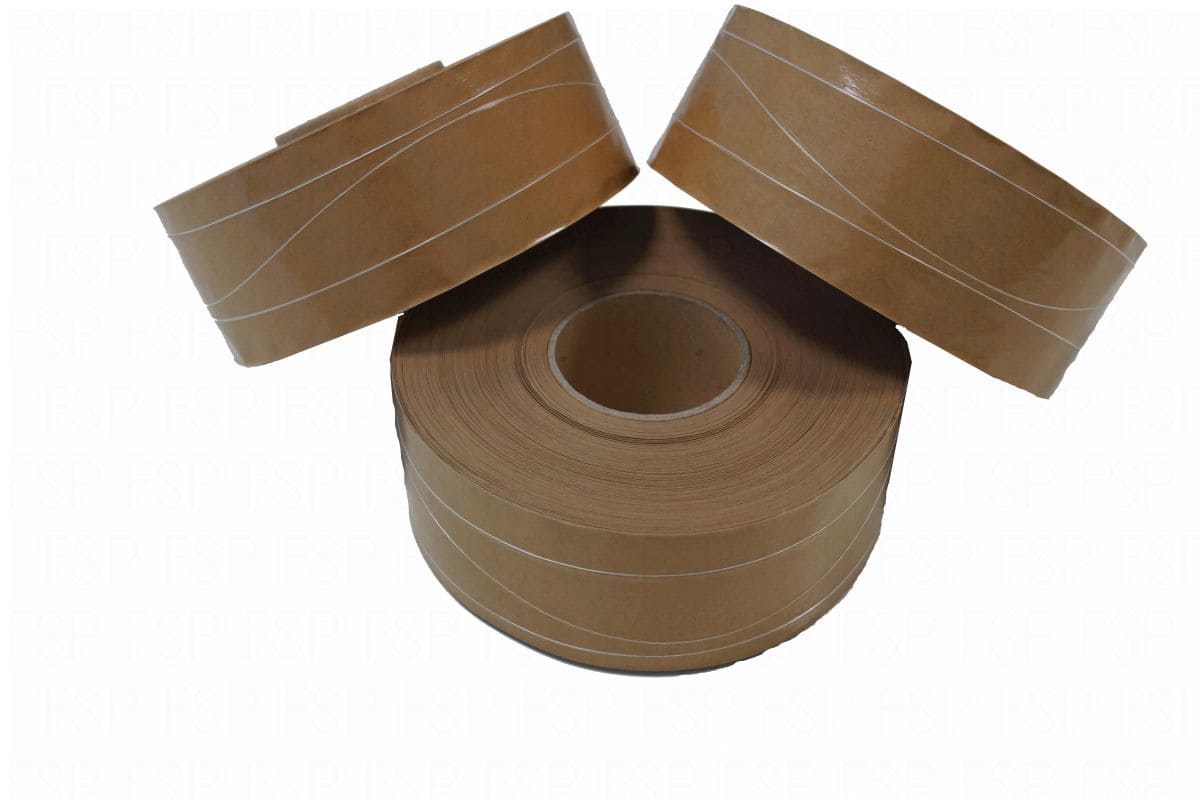 Papieren tape gegomd - 70mm x 200m - 70g/m2 - versterkt