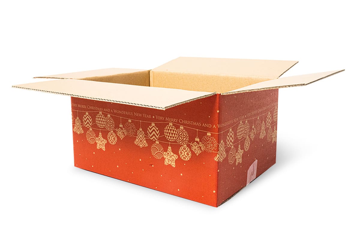 Kerstdoos ''Garland'' zwart - 390 x 290 x 200mm rood, 390 x 290 x 232 mm