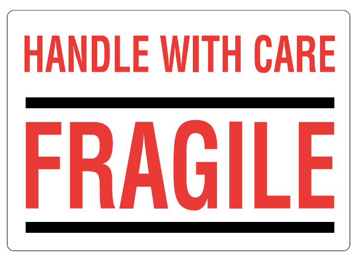 Waarschuwingsetiketten "Handle with care - Fragile" - 70 x 100mm (500 st)