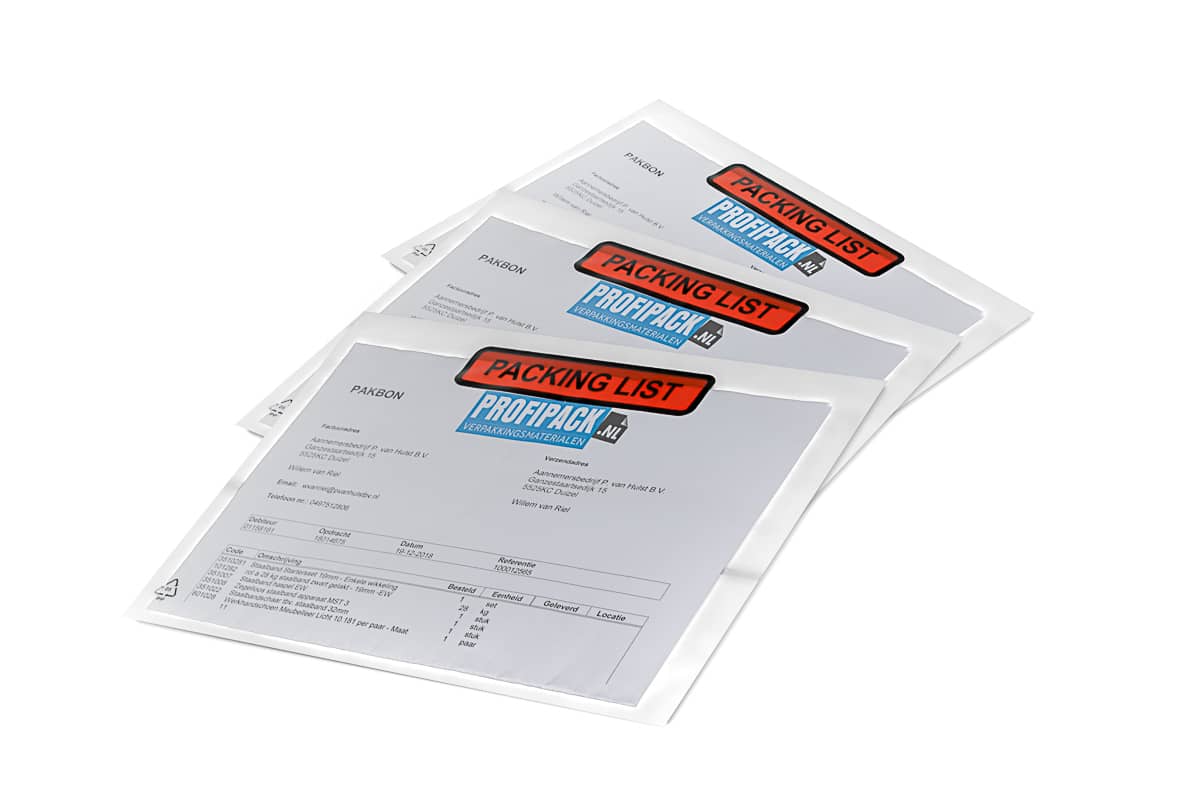 Paklijst enveloppen Packing List - 225 x 122mm (1.000 st)